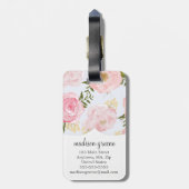Meisjes  Floral roze Roses Peony gepersonaliseerd Bagagelabel (Achterkant verticaal)