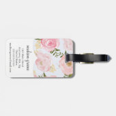 Meisjes  Floral roze Roses Peony gepersonaliseerd Bagagelabel (Achterkant horizontaal)