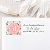 Meisjes  Floral roze Roses Peony gepersonaliseerd Etiket (Insitu)