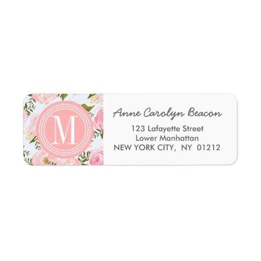 Meisjes  Floral roze Roses Peony gepersonaliseerd Etiket (Voorkant)