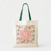 Meisjes  Floral roze Roses Peony gepersonaliseerd Tote Bag (Voorkant)