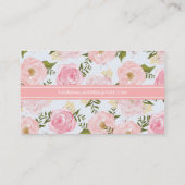 Meisjes  Floral roze Roses Peony gepersonaliseerd Visitekaartje (Achterkant)