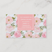 Meisjes  Floral roze Roses Peony gepersonaliseerd Visitekaartje (Achterkant)