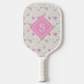 Meisjes Floral Roze Tea Cups Pattern Personalized Pickleball Paddle (Voorkant)