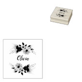Meisjes Floral Waterverf Flowers en Name Bookplate Rubberstempel (Gestempeld)