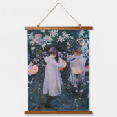 Meisjes Flowers Lantern Classic Fine Art Hangend Wandkleed (Voorkant)