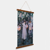 Meisjes Flowers Lantern Classic Fine Art Hangend Wandkleed (Gebogen)