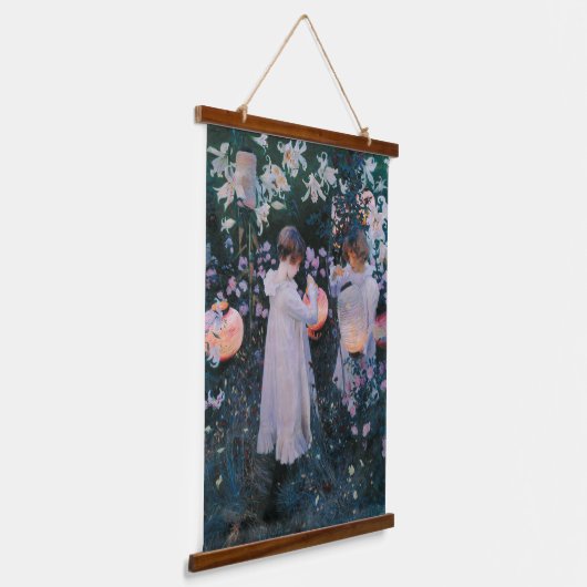 Meisjes Flowers Lantern Classic Fine Art Hangend Wandkleed (Gebogen)
