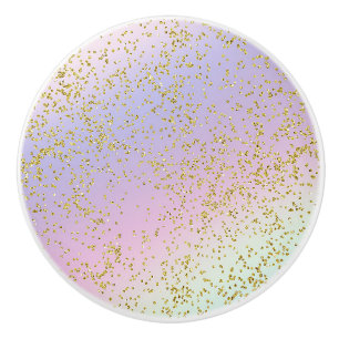 Meisjes Fonkelende Regenboog Pastel Goud Glitters  Keramische Knop