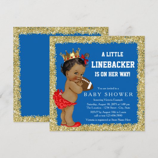 Meisjes Football Baby shower Kaart (Voorkant / Achterkant)