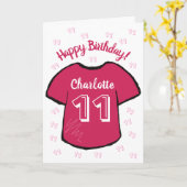 Meisjes football/shirt op elke leeftijd kaart (Gele Bloem)