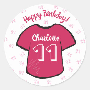 Meisjes football/shirt op elke leeftijd ronde sticker