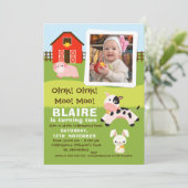 Meisjes Foto Boerderij Verjaardag Uitnodiging (Staand voorkant)