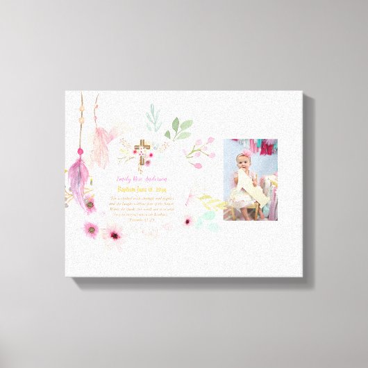 Meisjes FOTO Doop Doop Cadeau Spreuken 31:25 Canvas Afdruk (Voorkant)