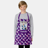 Meisjes foto en naam kerst sneeuwpop Paarse Schort (Gedragen)