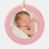 Meisjes foto gepersonaliseerde geboorte aankondigi keramisch ornament (Achterkant)