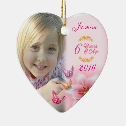 Meisjes Foto Keramisch Hart Ornament Keepsake (Rechts)