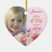 Meisjes Foto Keramisch Hart Ornament Keepsake (Voorkant)