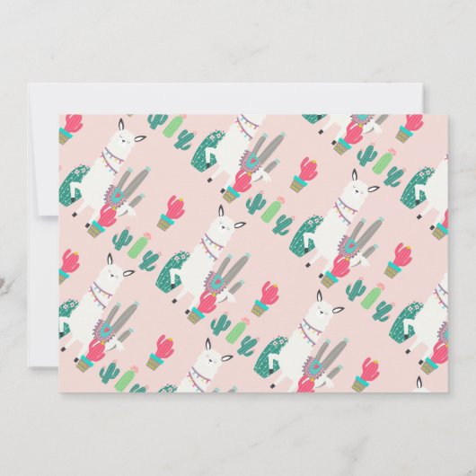 Meisjes Foto Llama Fun Birthday Invitation Kaart (Achterkant)