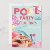 Meisjes Foto Pool Party Verjaardag Kaart (Voorkant)