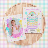 Meisjes foto regenboog verjaardagsfeestje kaart