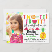 Meisjes Foto Two-tti Fruitt 2e verjaardag Uitnodig Kaart (Voorkant)