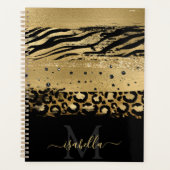 Meisjes Fun Modern Gold Glitter Script Monogramed Planner (Voorkant)