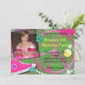 Meisjes Funky Doodle Foto Verjaardagsfeestuitnodig Kaart (Staand voorkant)