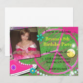 Meisjes Funky Doodle Foto Verjaardagsfeestuitnodig Kaart (Voorkant / Achterkant)