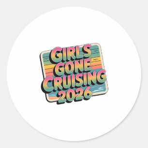 Meisjes Gaan Cruisen 2026 Postkaart Cruise Vakanti Ronde Sticker