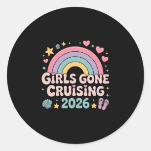 Meisjes gaan cruisen 2026 Regenboog Retro Cruise V Ronde Sticker