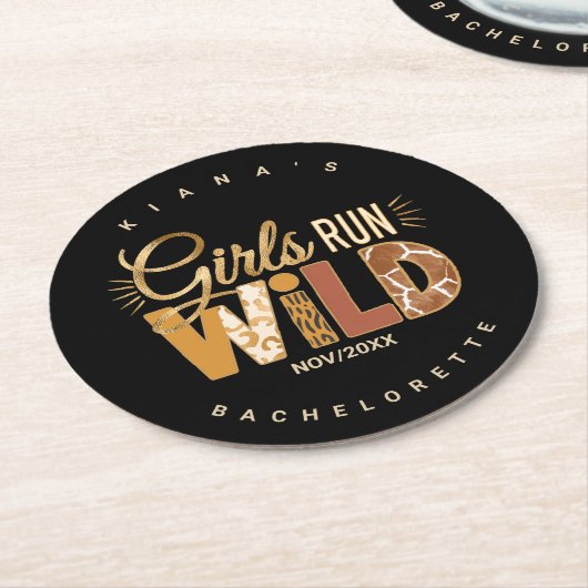 Meisjes Gaan Wilde Safari Bachelorette ID1148 Ronde Kartonnen Onderzetter (Gebogen)