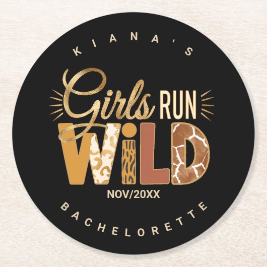 Meisjes Gaan Wilde Safari Bachelorette ID1148 Ronde Kartonnen Onderzetter (Voorkant)