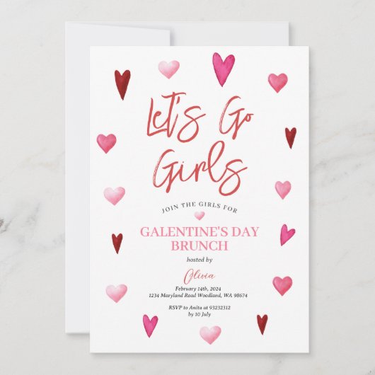 Meisjes Galentine's Day Feest Brunch Diner Valenti Kaart (Voorkant)