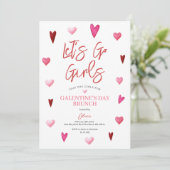 Meisjes Galentine's Day Feest Brunch Diner Valenti Kaart (Staand voorkant)
