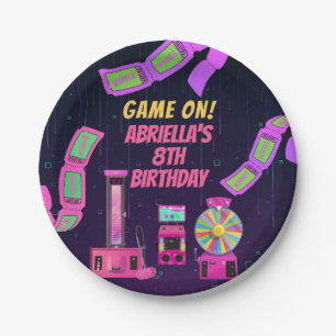 Meisjes gamen en arcade verjaardag papieren bordje