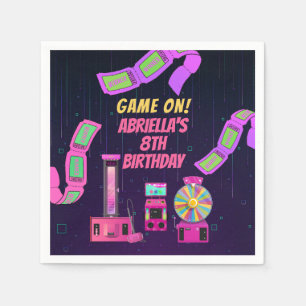 Meisjes gamen en arcade verjaardag servet
