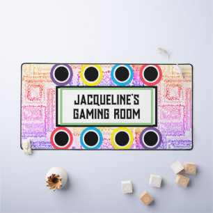 Meisjes Gaming Room Roze Paarse cirkels Sterren Bureaumat