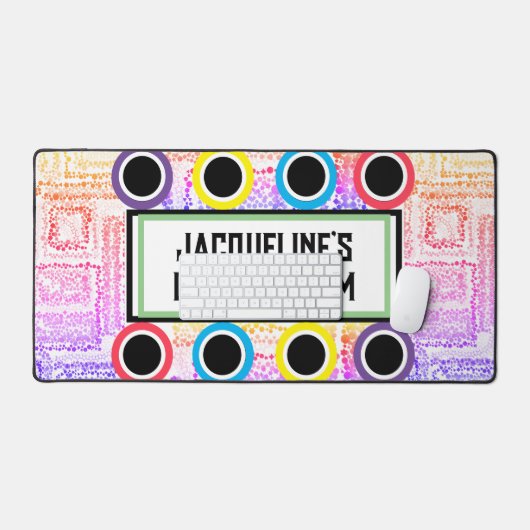 Meisjes Gaming Room Roze Paarse cirkels Sterren Bureaumat (Keyboard & Muis)