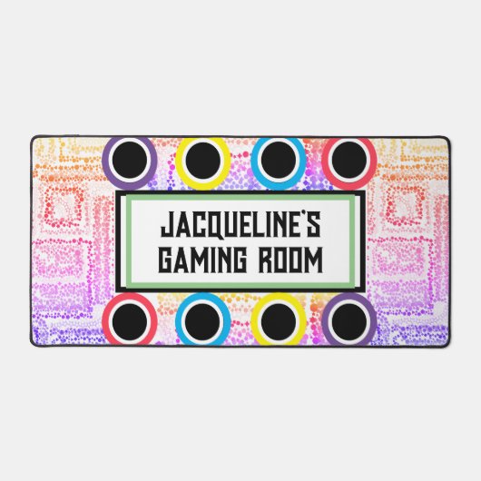 Meisjes Gaming Room Roze Paarse cirkels Sterren Bureaumat (Voorkant)
