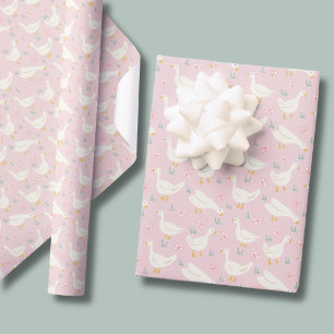 Meisjes Gans Boerderijdier roze Cadeaupapier