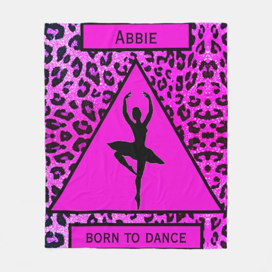 Meisjes "Geboren naar Dans" Dierenprintpapier Fleece Deken (Voorkant)