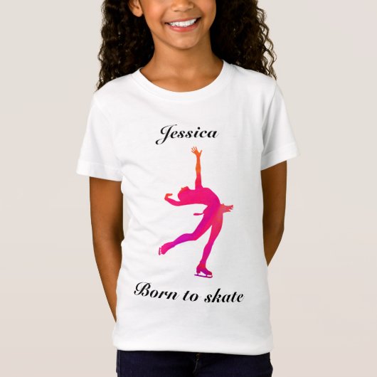 Meisjes Geboren naar Schaats kunstschaatsen T-shir T-shirt (Voorkant)