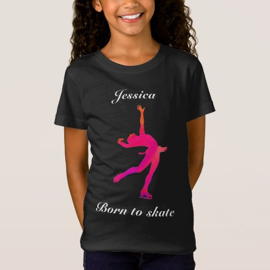 Meisjes Geboren naar Schaats kunstschaatsen T-shir T-shirt (Voorkant)