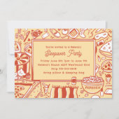 Meisjes Geel Rood Sleepover Verjaardagsfeest Kaart (Voorkant)