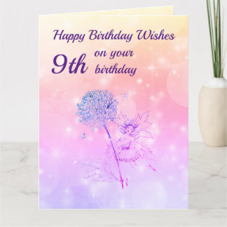 Meisjes Gefeliciteerd 9e Verjaardag Groet Kaart
