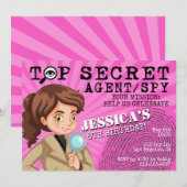 Meisjes geheime agent Spy Birthday Party Invitatio Kaart (Voorkant / Achterkant)