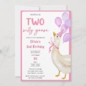 Meisjes Gekke Goose 2e Verjaardag Uitnodiging (Voorkant)
