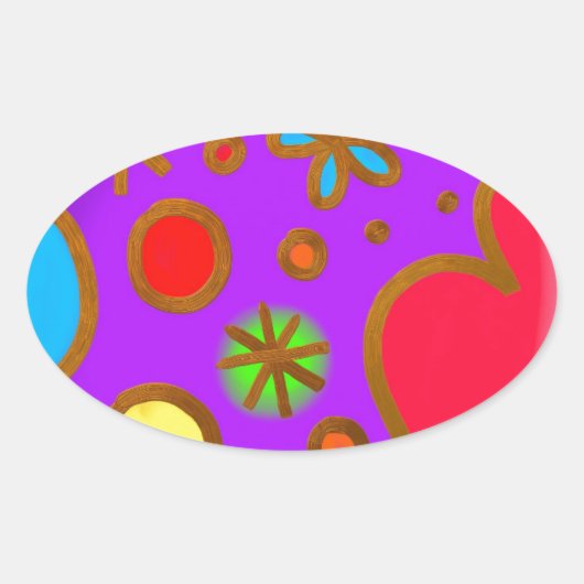 Meisjes gekleurd Paars rood Ovale Sticker (Voorkant)