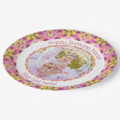 Meisjes Gelukkige Verjaardag Zomer Roze Ster Custo Papieren Bordje (Gekanteld)